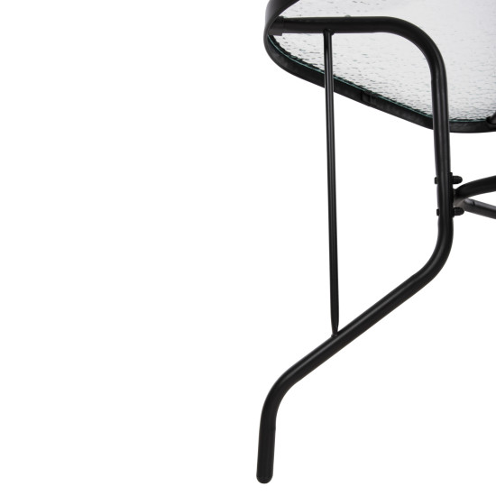 Τραπεζι adam hm5679.03 μεταλλικο μαυρο με γυαλινη επιφανεια 120χ70χ70υεκ. **