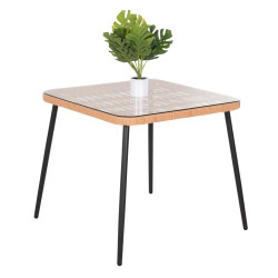 Τραπεζι τετραγωνο allegra hm5536.11 μεταλ.μαυρο-p.e. rattan φυσικο 79,5x79,5x72,5υεκ **