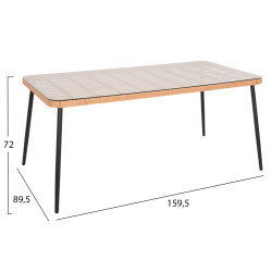 Τραπεζι ορθογωνιο allegra hm5538.11 μεταλ.μαυρο-p.e. rattan φυσικο 159,5x89,5x72υεκ. **