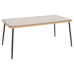 Τραπεζι ορθογωνιο allegra hm5538.11 μεταλ.μαυρο-p.e. rattan φυσικο 159,5x89,5x72υεκ. **