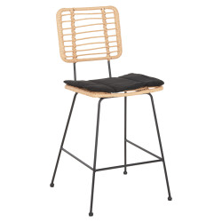 Σκαμπο μεσ.υψουσ allegra hm5644.11 μεταλλο&μαξιλαρι μαυρο-wicker μπεζ 53x56x107υεκ. **