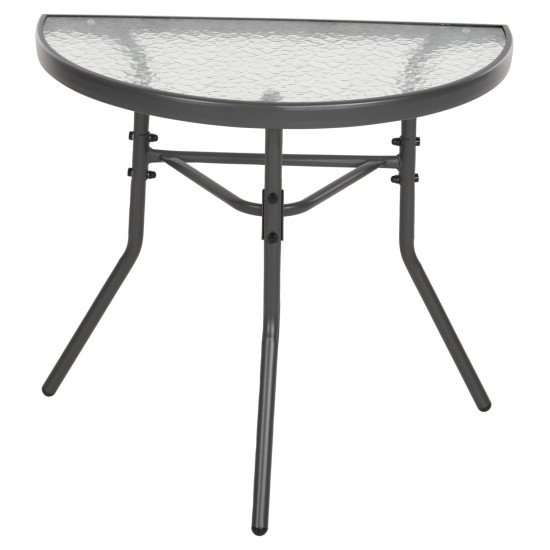 Τραπεζι ημικυκλικο lima hm5967.01 μεταλλικο γκρι με γυαλινο top 70x40x64,5υεκ. **