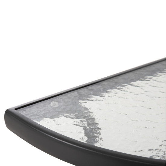 Τραπεζι ημικυκλικο lima hm5967.01 μεταλλικο γκρι με γυαλινο top 70x40x64,5υεκ. **