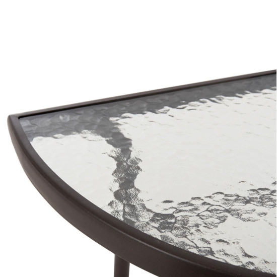 Τραπεζι ημικυκλικο lima hm5967.02 μεταλλικο καφε με γυαλινο top 70x40x64,5υεκ. **