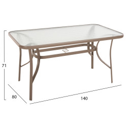 Τραπεζι bruno hm5106.04 σαμπανι μεταλλικο με γυαλινη επιφανεια 140χ80χ71υεκ **