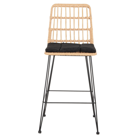 Σκαμπο μεσ.υψουσ allegra hm5643.11 μεταλλο&μαξιλαρι μαυρο-wicker μπεζ 50x55x103υεκ. **