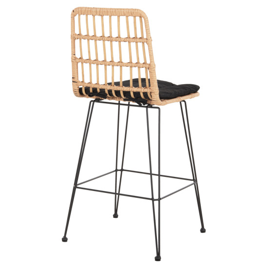 Σκαμπο μεσ.υψουσ allegra hm5643.11 μεταλλο&μαξιλαρι μαυρο-wicker μπεζ 50x55x103υεκ. **