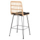 Σκαμπο μεσ.υψουσ allegra hm5643.11 μεταλλο&μαξιλαρι μαυρο-wicker μπεζ 50x55x103υεκ. **
