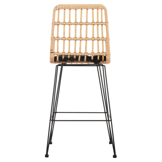 Σκαμπο μεσ.υψουσ allegra hm5643.11 μεταλλο&μαξιλαρι μαυρο-wicker μπεζ 50x55x103υεκ. **