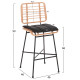 Σκαμπο μπαρ μεσ.υψουσ allegra hm5709.11 μεταλλο&μαξιλαρι μαυρο-wicker μπεζ 46x46x99υεκ **