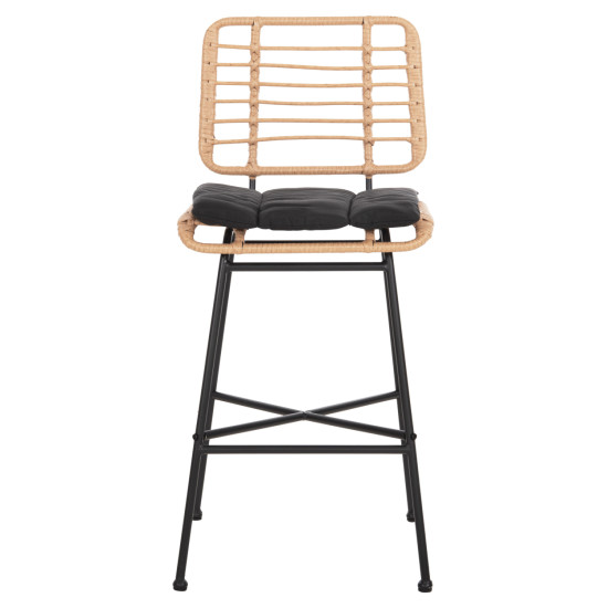 Σκαμπο μπαρ μεσ.υψουσ allegra hm5709.11 μεταλλο&μαξιλαρι μαυρο-wicker μπεζ 46x46x99υεκ **