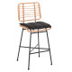 Σκαμπο μπαρ μεσ.υψουσ allegra hm5709.11 μεταλλο&μαξιλαρι μαυρο-wicker μπεζ 46x46x99υεκ **