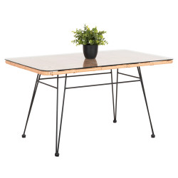 Τραπεζι εξ.χωρου χαμηλο allegra hm6076 μαυρο μεταλλο-μπεζ wicker 95x55x51.5yεκ. **