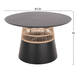 Τραπεζι στρογγυλο saeid hm6106.01 ανθρακι αλουμινιο-μπεζ σχοινι φ120x75υεκ. **