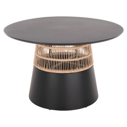 Τραπεζι στρογγυλο saeid hm6106.01 ανθρακι αλουμινιο-μπεζ σχοινι φ120x75υεκ. **