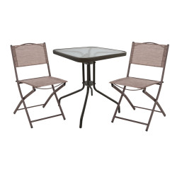 Σετ εξ.χωρου 3τμχ figo hm21036 τραπεζι figo & 2 πτυσσομενεσ καρεκλεσ καφε **