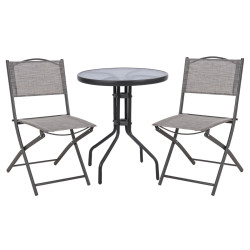 Σετ εξ.χωρου 3τμχ lima hm21038.01 τραπεζι lima & 2 πτυσσομενεσ καρεκλεσ γκρι **