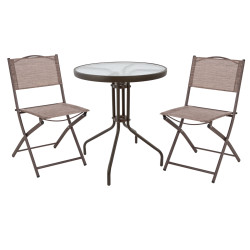 Σετ εξ.χωρου 3τμχ lima hm21038.02 τραπεζι lima & 2 πτυσσομενεσ καρεκλεσ καφε **
