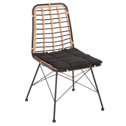 Καρεκλα μεταλλικη allegra hm5691.11 wicker μπεζ-μαυρο 51x54x84υεκ. **
