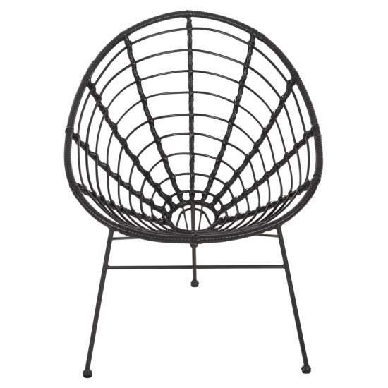 Πολυθρονα τυπου φωλια μεταλλικη allegra hm5458.12 με wicker-μαυρο 73x78x88υεκ. **