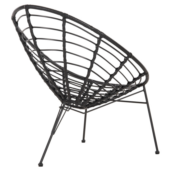 Πολυθρονα τυπου φωλια μεταλλικη allegra hm5458.12 με wicker-μαυρο 73x78x88υεκ. **