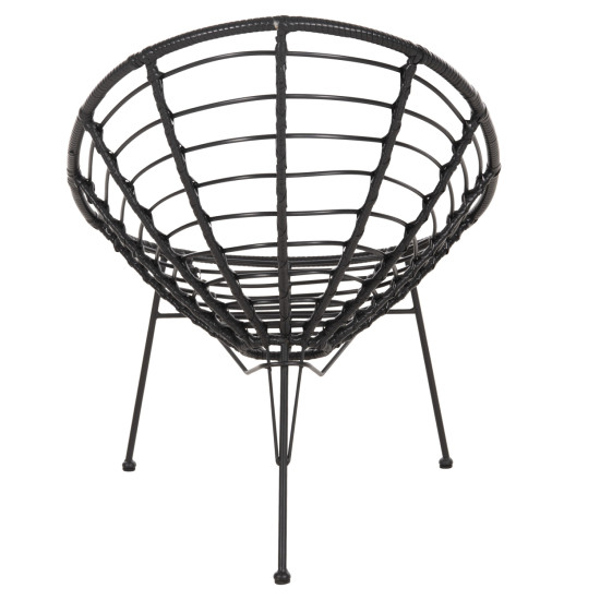 Πολυθρονα τυπου φωλια μεταλλικη allegra hm5458.12 με wicker-μαυρο 73x78x88υεκ. **