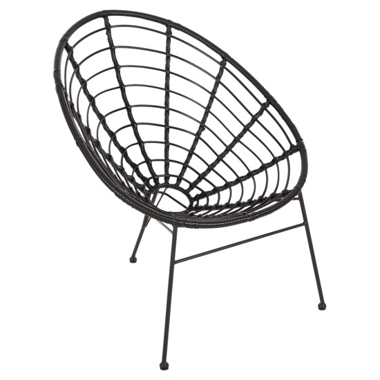 Πολυθρονα τυπου φωλια μεταλλικη allegra hm5458.12 με wicker-μαυρο 73x78x88υεκ. **
