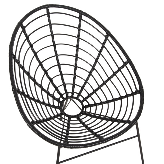 Πολυθρονα τυπου φωλια μεταλλικη allegra hm5458.12 με wicker-μαυρο 73x78x88υεκ. **