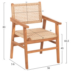 Πολυθρονα bjorn hm9403.21 μασιφ ξυλο τeak φυσικο-σχοινι 56x56x83υ εκ. **