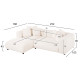 Καναπεσ γωνια (αριστερη) 3-θεσιοσ grace hm3280.02l λευκο υφασμα 252x160x70-90υεκ **