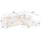 Καναπεσ γωνια (δεξια) 3-θεσιοσ grace hm3280.02r λευκο υφασμα 252x160x70-90υεκ **