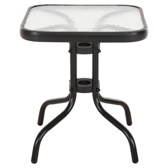 Τραπεζι βοηθητικο figo hm6067.03 μεταλλικο μαυρο-γυαλινη επιφανεια 45x45x51yεκ **