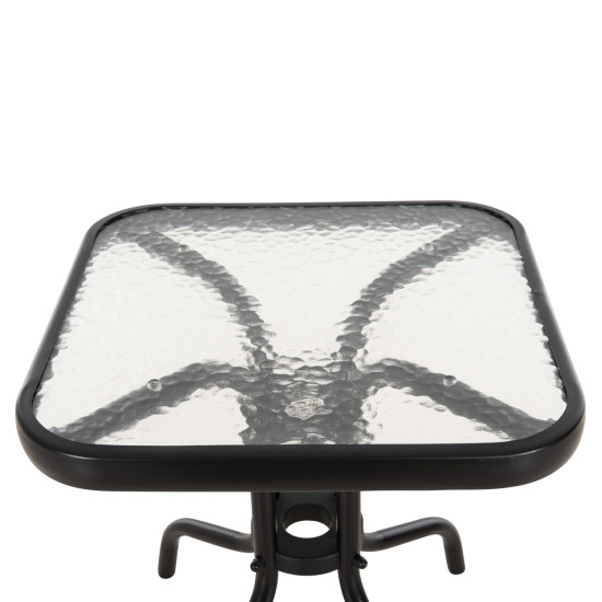 Τραπεζι βοηθητικο figo hm6067.03 μεταλλικο μαυρο-γυαλινη επιφανεια 45x45x51yεκ **