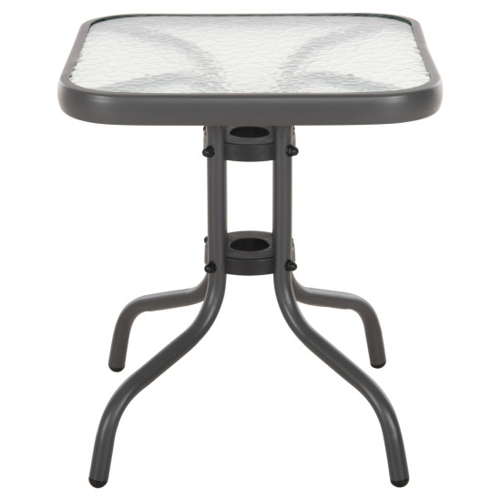 Τραπεζι βοηθητικο figo hm6067.01 μεταλλικο γκρι-γυαλινη επιφανεια 45x45x51yεκ **