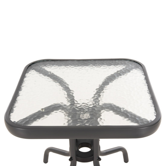 Τραπεζι βοηθητικο figo hm6067.01 μεταλλικο γκρι-γυαλινη επιφανεια 45x45x51yεκ **