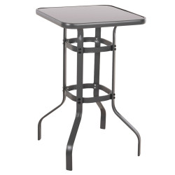 Τραπεζι μπαρ τετραγωνο figgy hm6066.01 μεταλλικο γκρι-γυαλι ασφαλειασ 60x60x100υεκ **