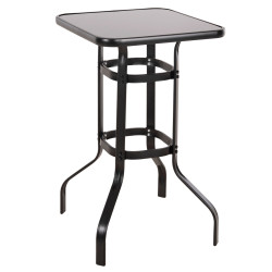 Τραπεζι μπαρ τετραγωνο figgy hm6066.03 μεταλλικο μαυρο-γυαλι ασφαλειασ 60x60x100υεκ **