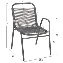 Πολυθρονα εξ.χωρου avril hm5968.01 μεταλλο και συνθ.rattan σε γκρι 54,5x56x78υεκ. **
