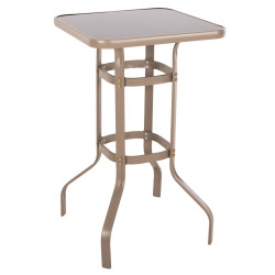 Τραπεζι μπαρ τετραγωνο figgy hm6066.04 μεταλλικο σαμπανι-γυαλι ασφαλειασ 60x60x100υεκ **