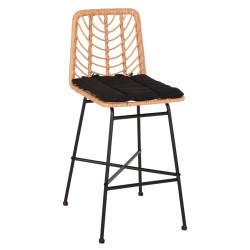 Σκαμπο μεσ.υψουσ gerald hm5707.11 μεταλλο&μαξιλαρι μαυρο-wicker μπεζ 47x47x101υεκ. **