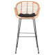 Σκαμπο μπαρ ψηλο allegra hm5640.11 μπεζ p.e. rattan-μαυρο μεταλλο 54x55x108υεκ. **
