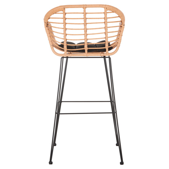 Σκαμπο μπαρ ψηλο allegra hm5640.11 μπεζ p.e. rattan-μαυρο μεταλλο 54x55x108υεκ. **
