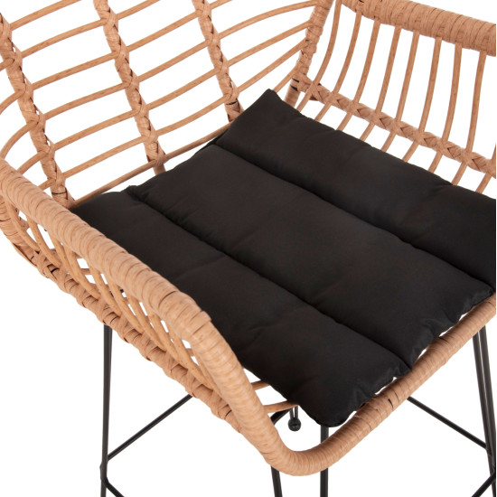 Σκαμπο μπαρ ψηλο allegra hm5640.11 μπεζ p.e. rattan-μαυρο μεταλλο 54x55x108υεκ. **