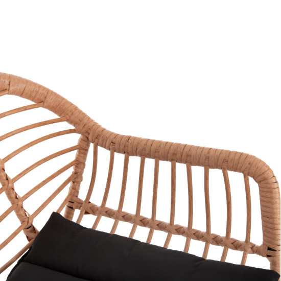 Σκαμπο μπαρ ψηλο allegra hm5640.11 μπεζ p.e. rattan-μαυρο μεταλλο 54x55x108υεκ. **