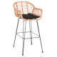 Σκαμπο μπαρ ψηλο allegra hm5640.11 μπεζ p.e. rattan-μαυρο μεταλλο 54x55x108υεκ. **