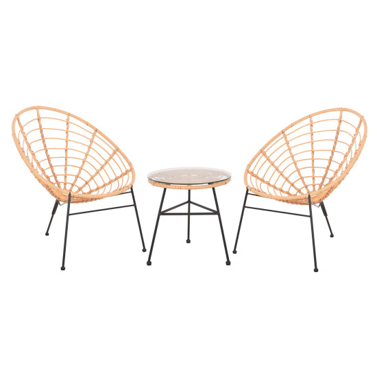Σετ εξωτερικου χωρου 3τμχ allegra hm21047.11 μπεζ συνθ.rattan-μεταλλο σε μαυρο **