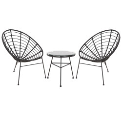Σετ εξωτερικου χωρου 3τμχ allegra hm21047.12 μαυρο συνθ.rattan & μεταλλο **