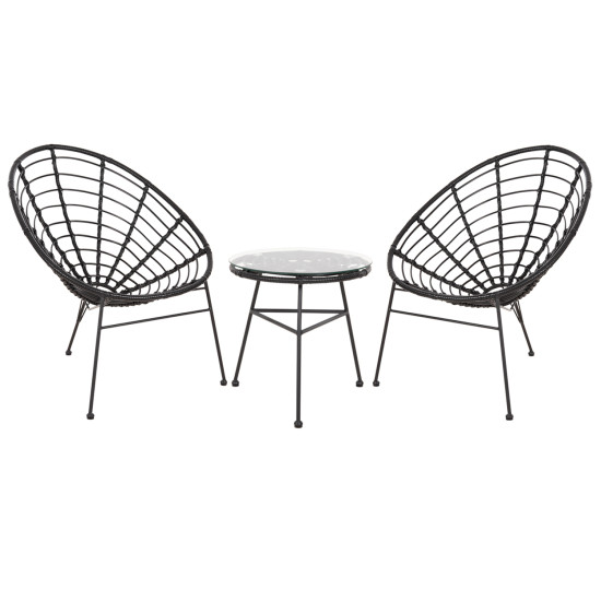 Σετ εξωτερικου χωρου 3τμχ allegra hm21047.12 μαυρο συνθ.rattan & μεταλλο **