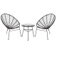 Σετ εξωτερικου χωρου 3τμχ allegra hm21047.12 μαυρο συνθ.rattan & μεταλλο **