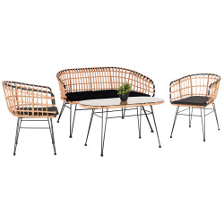Σετ εξωτ.χωρου 4τμχ allegra hm21051 συνθ.rattan μπεζ-μαυρο μεταλλο **